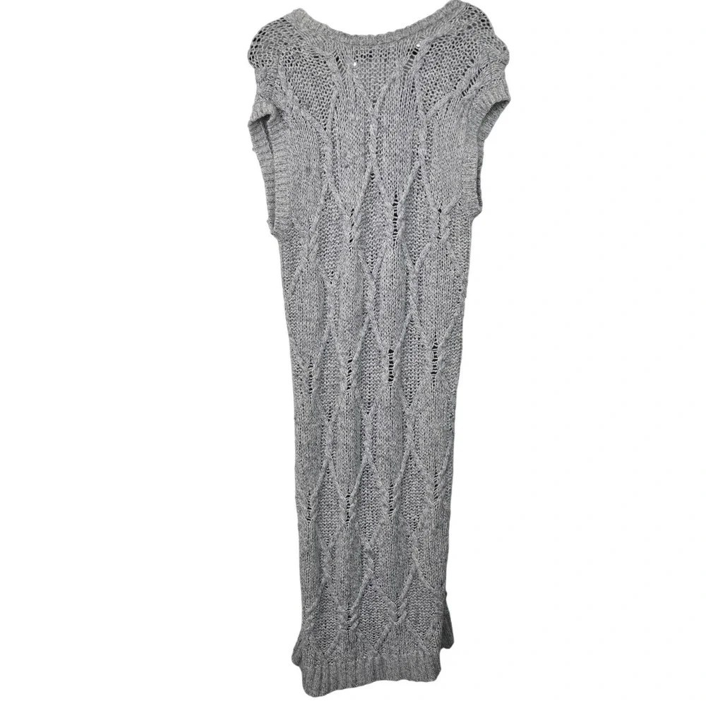 Free People Sweater‎ Dress Size S Small Gray Cable Chunky Knit Wool Angora Blend